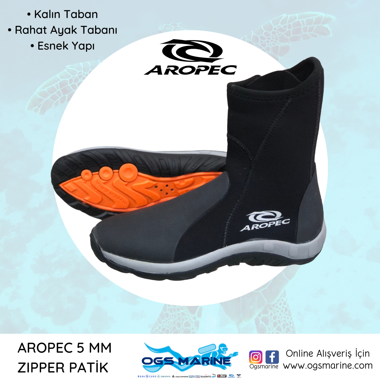 AROPEC 5 MM KALIN TABANLI ZIPPER PATİK 48