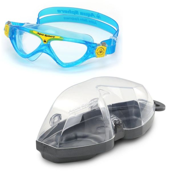 Aqua Sphere Vista Junior Şeffaf Cam - Aqua/Sarı Yüzücü Gözlüğü