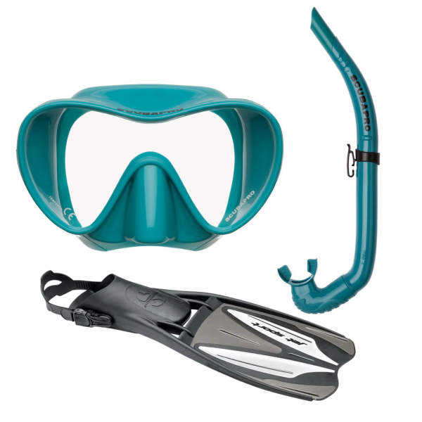 Scubapro Trinidad 3 Maske + Apnea Şnorkel + Jet Sport Palet PEMBE - XL