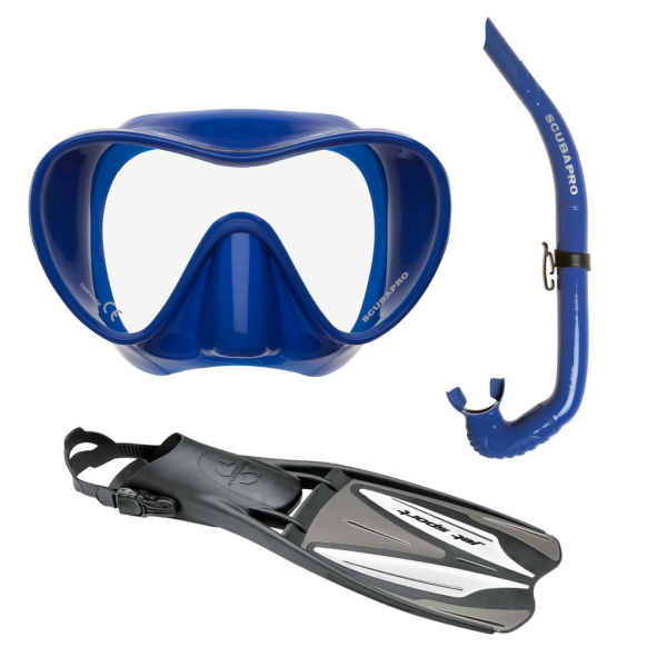 Scubapro Trinidad 3 Maske + Apnea Şnorkel + Jet Sport Palet SİYAH - XL