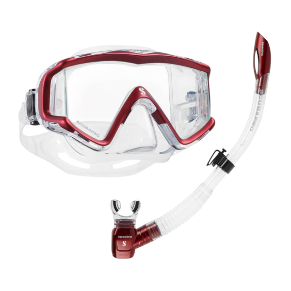 Scubapro Crystal Vu + Spectra Şnorkel Set KIRMIZI