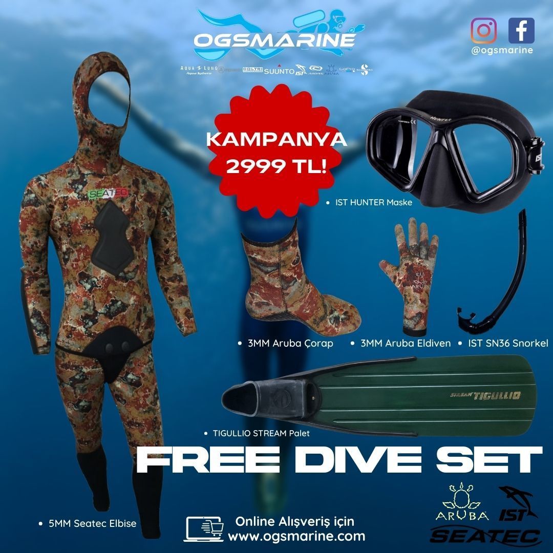 Serbest Dalış Set-1 M - Çorap S - Eldiven M - 44-46